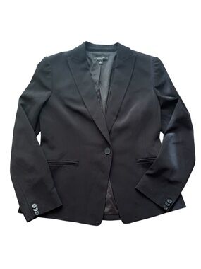 Ann Taylor Black Tailored Blazer Size 6 Classic One Button Career Office Jacket